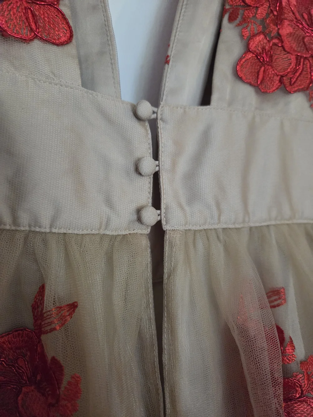 Free People Sarah Embroidered Mini Dress Red Floral Nude Mesh Sz M